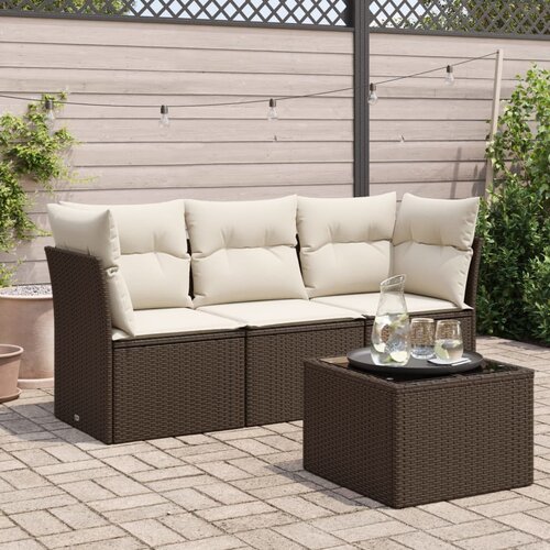 VidaXL 4-dijelni set vrtnih sofa od poliratana s jastucima smeđi Slike
