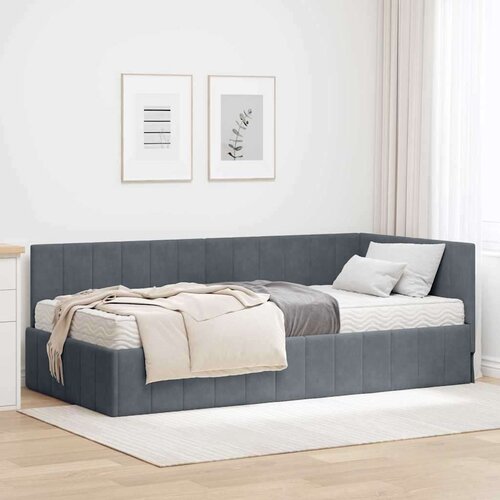  Kutni okvir kreveta s madracem Tamno siva 90 x 200 cm Bar&amp;scaron;un Slike