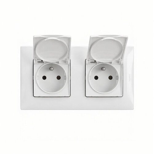 Legrand Dvostruka spoljna kućna utičnica 250V/16A sa okvirom NILOE bela Slike