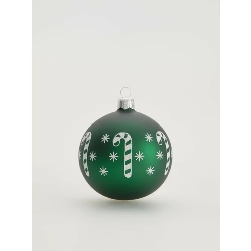Reserved komplet 4 steklenih kroglic z božičnim vzorcem - zelena