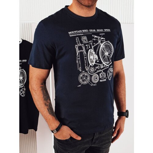 DStreet Men's T-shirt with print, dark blue Cene