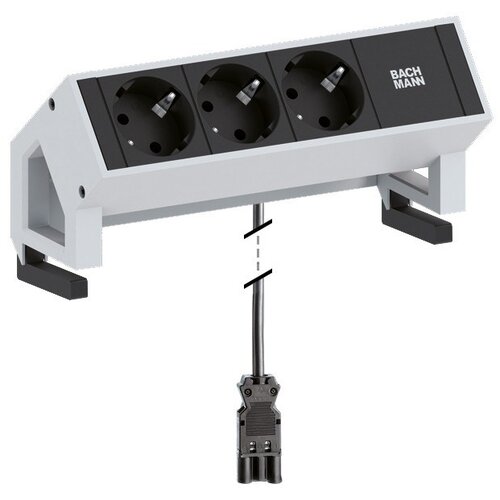 Boschmann Desk2 socket-outlet 3 x Type F Black, Stainless steel Slike