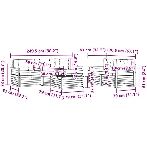  Set vanjskih sofa 6 kom. Prirodna i bež 79 x 79 x 37 cm Slike
