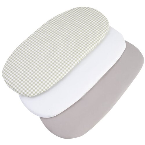 Medi Partners 3 – Pak – Fitted sheet for stroller – cotton – Check – White – Gray Cene