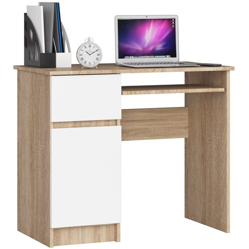 AKORD RAČUNALNI&amp;Scaron;KA MIZA 90 cm PIXEL LEVA SONOMA / BELO, (21702724) Slike