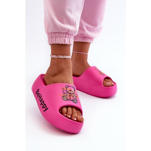 PS1 Light Women's Slides on Thick Sole with Bear Foam Pink Serefina Cene