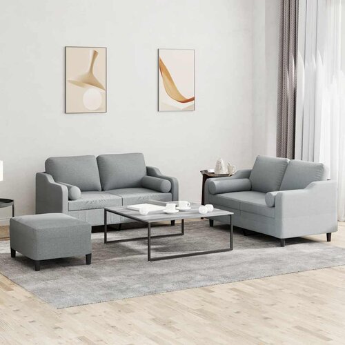  3-dijelni set sofa s jastucima svjetlosivi od tkanine Cijene