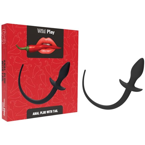 Erospace Silicone Anal Plug with Tail Wild Play C3 Black Slike
