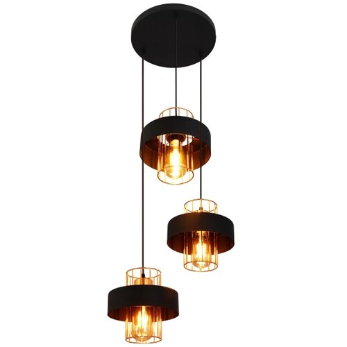  Luster na sajli VOLTA 3xE27/15W/230V crna/roze zlato Slike