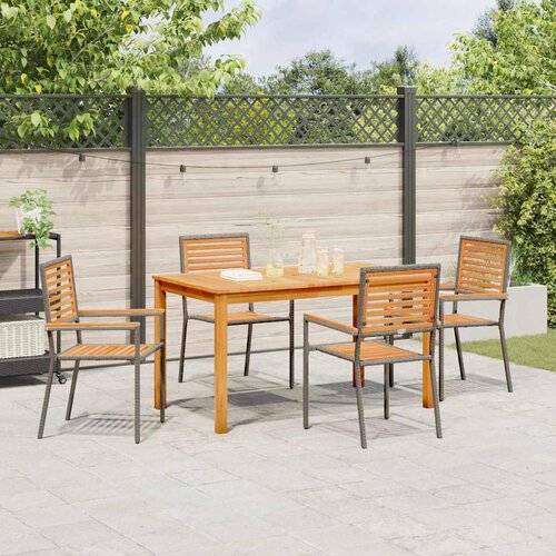  Vrtni set za objed 5 kom. Siva Čvrsto drvo akacije 140 x 80 x 74 cm Slike