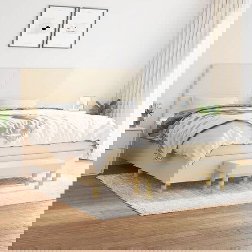 The Living Store Box spring postelja z vzmetnico krem 160x200 cm blago - Box Spring Postelja, (21514203) Cene