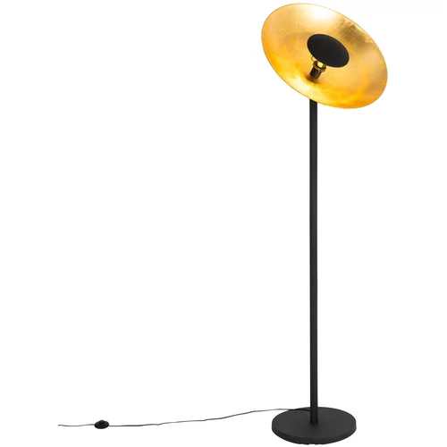 QAZQA Industriële vloerlamp zwart met gouden binnenkant 60 cm - Magnax