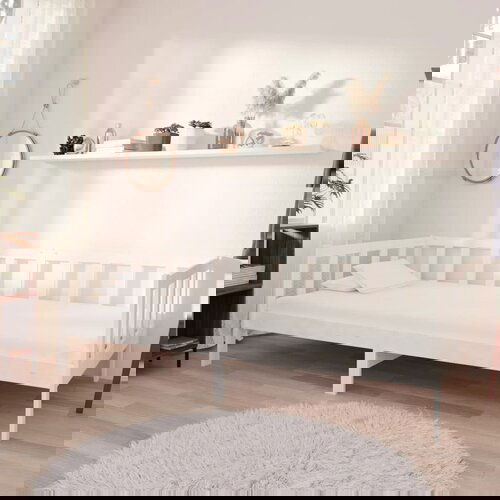 The Living Store Dnevna postelja z vzmetnico 90x200 cm bela trdna borovina - Dnevna Postelja, (21508898) Slike