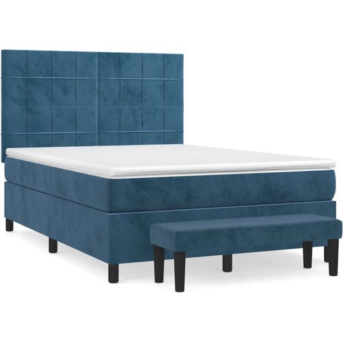 vidaXL Box spring postelja z vzmetnico temno modra 140x200 cm žamet, (20930288) Cene