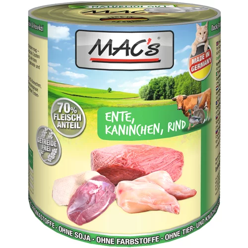 MAC's Varčno pakiranje MAC´s Cat 12 x 800 g - Raca, zajec & govedina