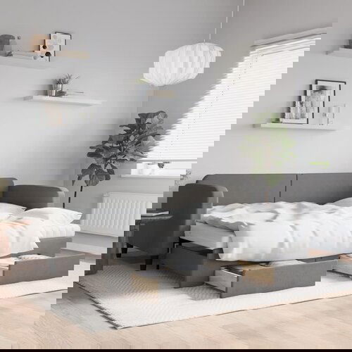VidaXL Dnevni krevet na razvlačenje tamnosivi 90 x 200 cm od tkanine Slike