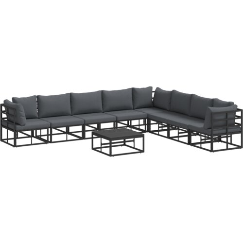 VidaXL Sjedeća garnitura za vrt 9 pcs Crna 70 x 70 x 32 cm Aluminij Slike