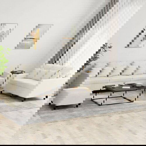 vidaXL Sedežna garnitura 3-delna z blazinami krem žamet Cene