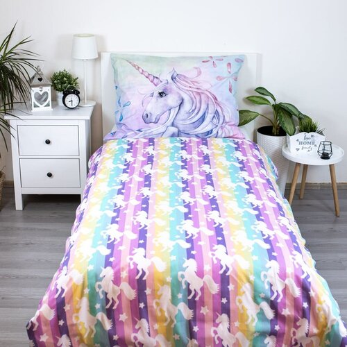Jerry Fabrics Pamučna dječja posteljina za krevet za jednu osobu 140x200 cm Unicorn &amp;quot;Pastel Rainbow&amp;quot; &amp;ndash; Slike