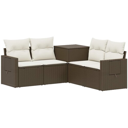  Set sofe 5 kom. Smeđa i krem bijela Poli Rattan i čelik Slike