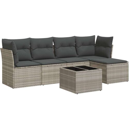 VidaXL 6-dijelni set vrtnih sofa od poliratana s jastucima svjetlosivi Slike
