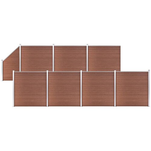 vidaXL WPC ograjni paneli 7 kvadratnih + 1 poševni 1311x186 cm rjavi Cene