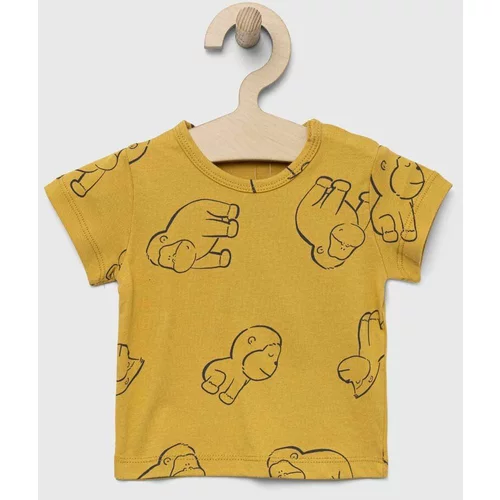 United Colors Of Benetton Pamučna majica kratkih rukava za bebe boja: žuta, s uzorkom