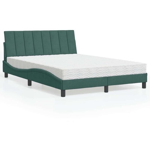 VidaXL Krevet s madracem tamnozeleni 140x200 cm bar&amp;scaron;unasti Slike