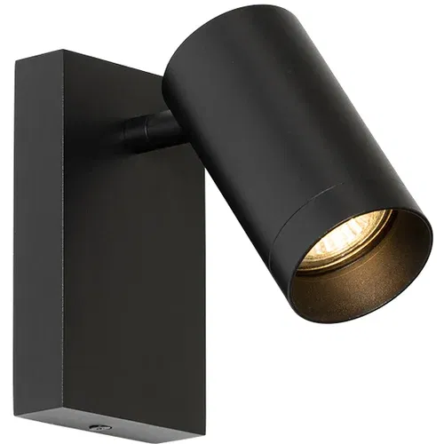 QAZQA Moderna stenska svetilka črna nastavljiva s stikalom - Jeana Luxe