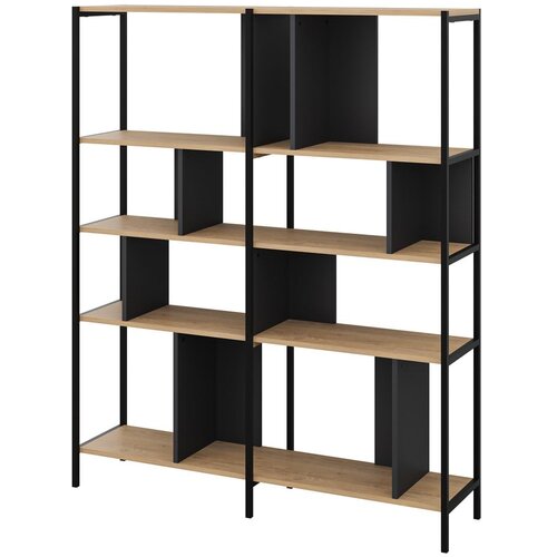 Marckeric Crna/u prirodnoj boji biblioteka u dekoru hrasta 144x175 cm Alabama &amp;ndash; Slike