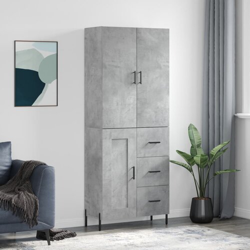 VidaXL Visoka komoda betonsko siva 69,5x34x180 cm inženirski les Slike