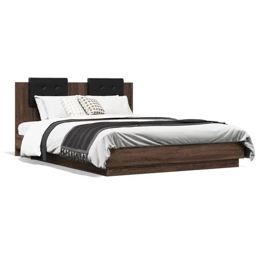  Okvir za krevet s uzglavljem smeđa boja hrasta 120x200cm drveni