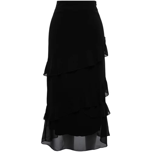 Trendyol Black Ruffle Knitted Skirt