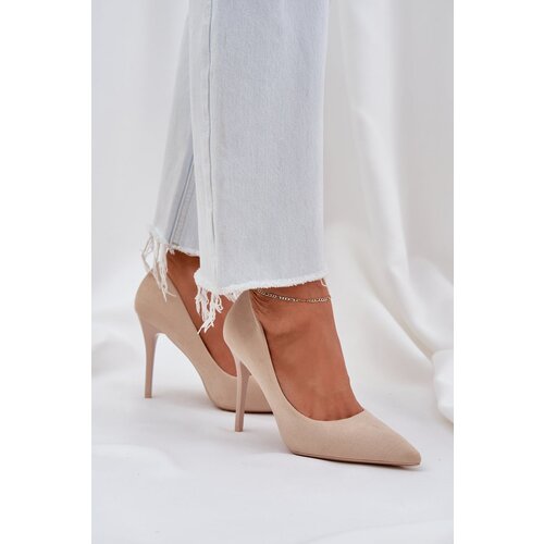 PS1 Classic High Heels Made Of Eco Suede Light Beige Navinda Slike