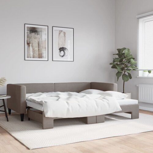 VidaXL Izvlečna dnevna postelja taupe 90x200 cm blago Slike