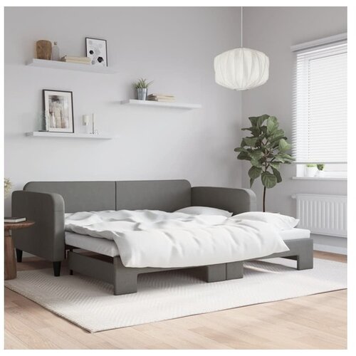 vidaXL Dnevni krevet na razvlačenje tamnosivi 90 x 190 cm od tkanine | shoptok.hr