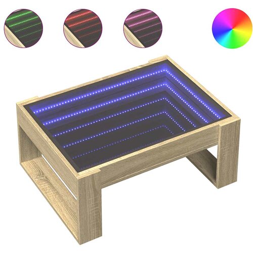  Stolić s beskonačnim LED svjetlima boja hrasta 70 x 53 x 30 cm Slike