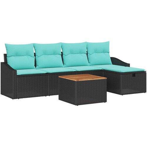 vidaXL Vrtna sedežna garnitura z blazino 6 pcs Črna Poly ratan, (5000063417) Cene