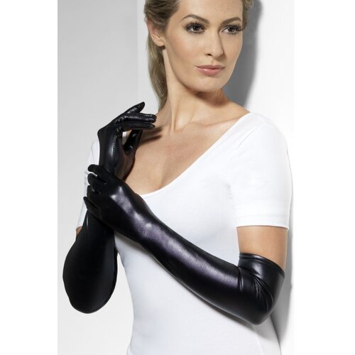 Fever Wet Look Gloves 44039 Black Cene