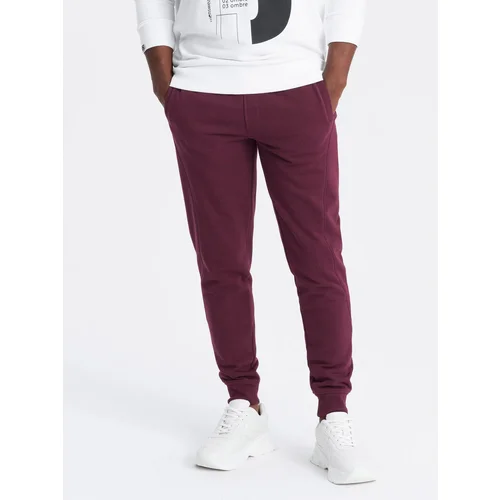 Ombre Men's BASIC cotton jogger sweatpants - maroon