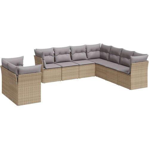 vidaXL 9-dijelni set vrtnih sofa s jastucima bež od poliratana Cene
