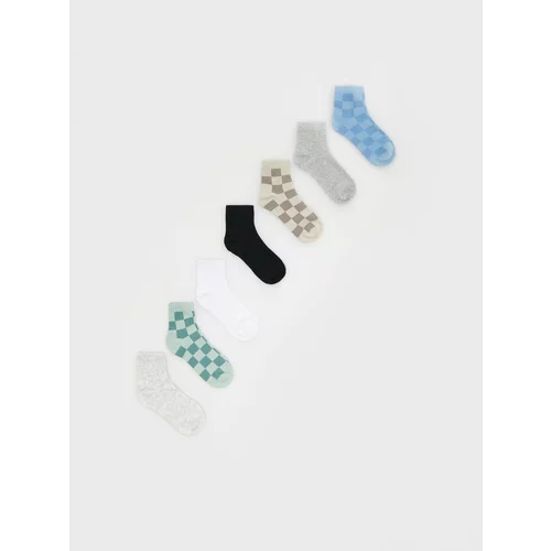 Reserved - Komplet od 7 pari čarapa s visokim udjelom pamuka - plavozeleno