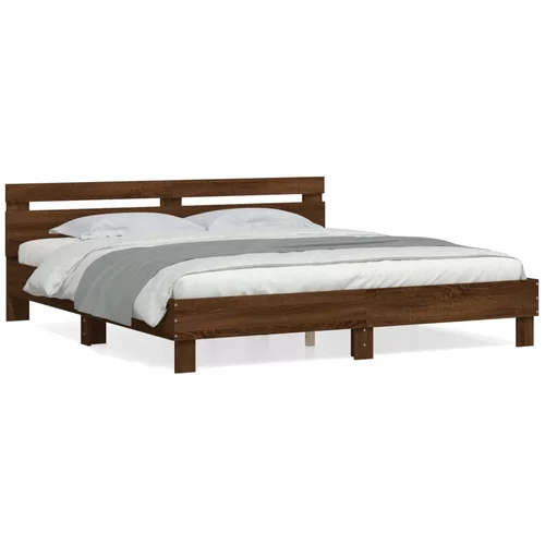  Okvir za krevet s uzglavljem smeđa boja hrasta 180x200cm drveni