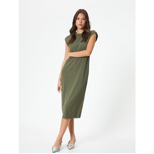 Koton Midi Bodycon Dress Short Sleeve Crew Neck Ribbed Slike