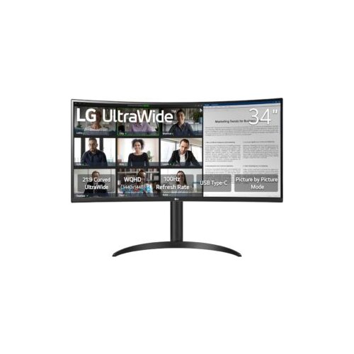 LG 34&amp;Prime; UltraWide curved monitoVA, WQHD 3440&amp;times;1440, 300cd100Hz, 5ms, HDMI, DP, Type-C, HAS, Tilt Slike