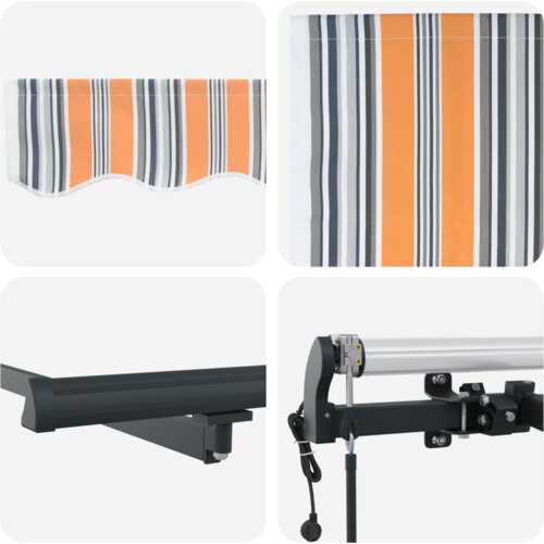 VidaXL Automatska Vučna Tenda Prugasta Narančasta 600x300 cm Slike