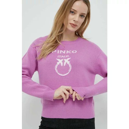 Pinko Vuneni pulover za žene, boja: ljubičasta