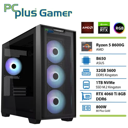 PCPLUS gamer ryzen 5 8600G 32GB 1TB nvme ssd rtx 4060 ti 8GB gaming namizni računalnik