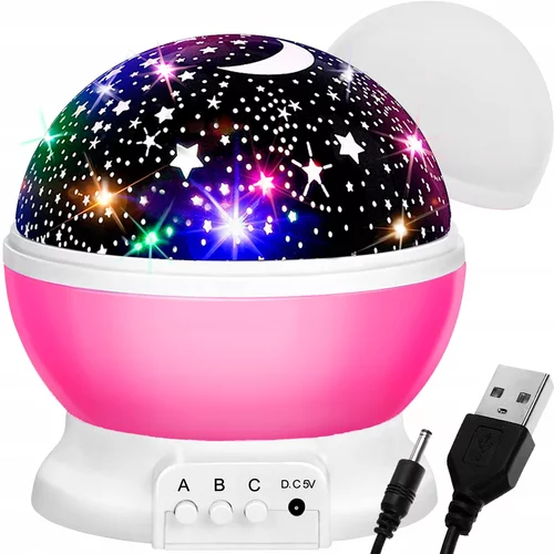 USB projektor Master Star nočna lučka 360 roza