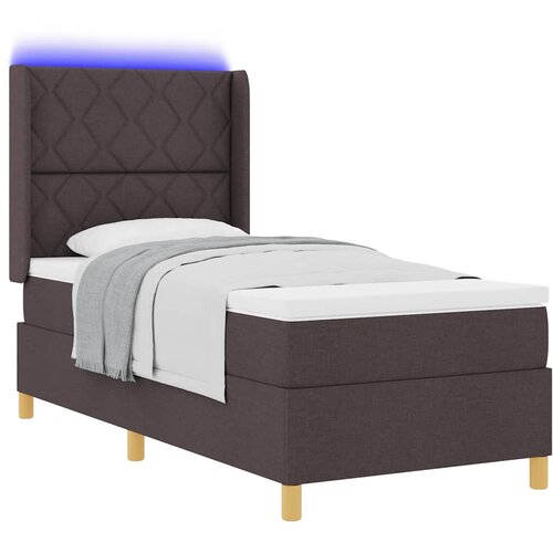  Krevet s opruga kutije s LED trakama Smeđa 90 x 190 cm tkanina Slike
